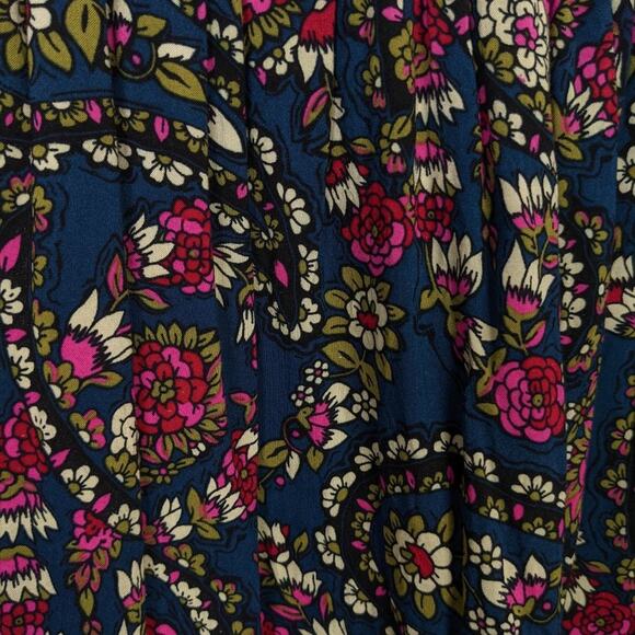 ASOS Blue Floral Paisley Print Button Long Sleeve Dress - Picture 4 of 6